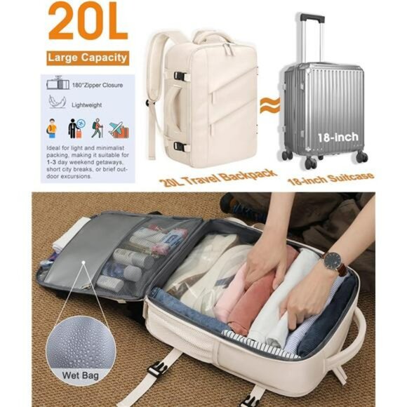 TSA approved travel laptop backpack personal item carry on bag for women men bei - Picture 4 of 7